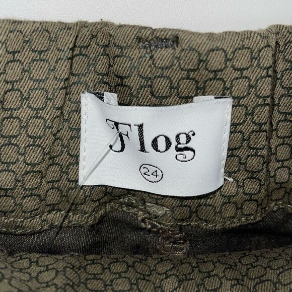 Bevy Flog Nansi Flare Style Pants Moss Green Check Original Size‎ 24 (2) - Picture 6 of 11